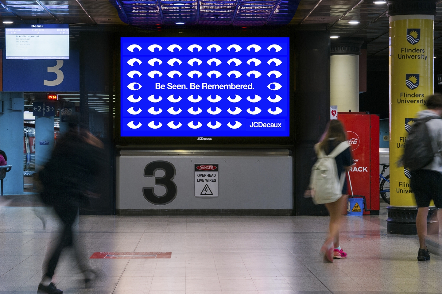 JCDecaux Adelaide XTrackTV advertise in Adelaide rail station digital billboard
