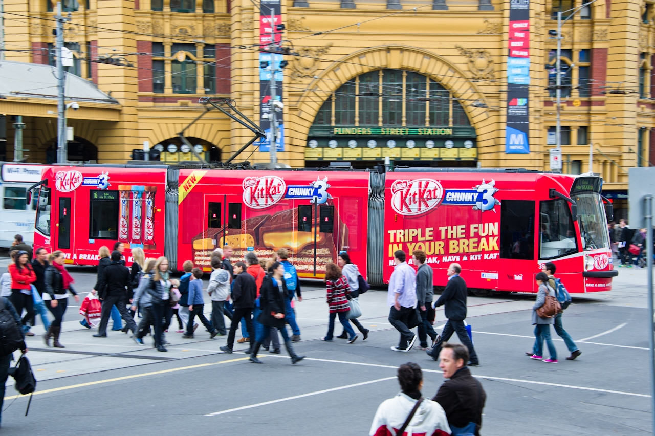 JCDecaux Australia tram advertising in Melbourne Maxitram