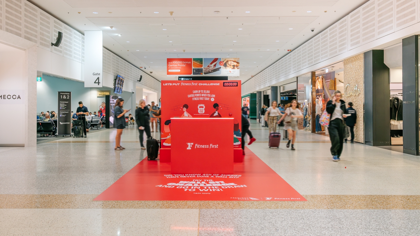 JCDecaux branded activation at sydney airport for fitness first