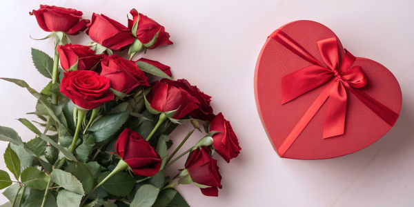 Valentijnsdag bloemen chocolade