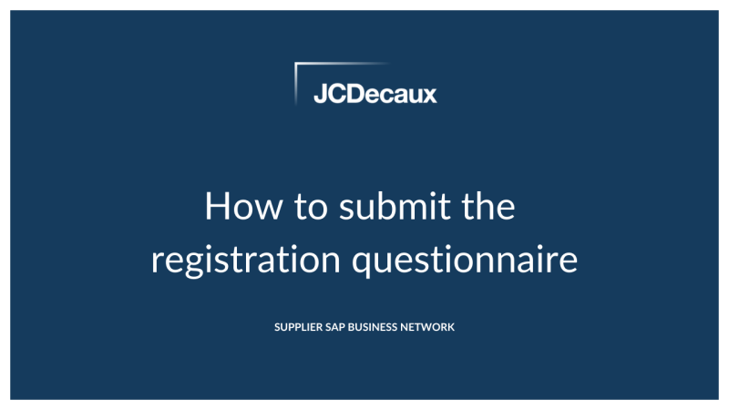 Ariba - How to submit the registration questionnaire