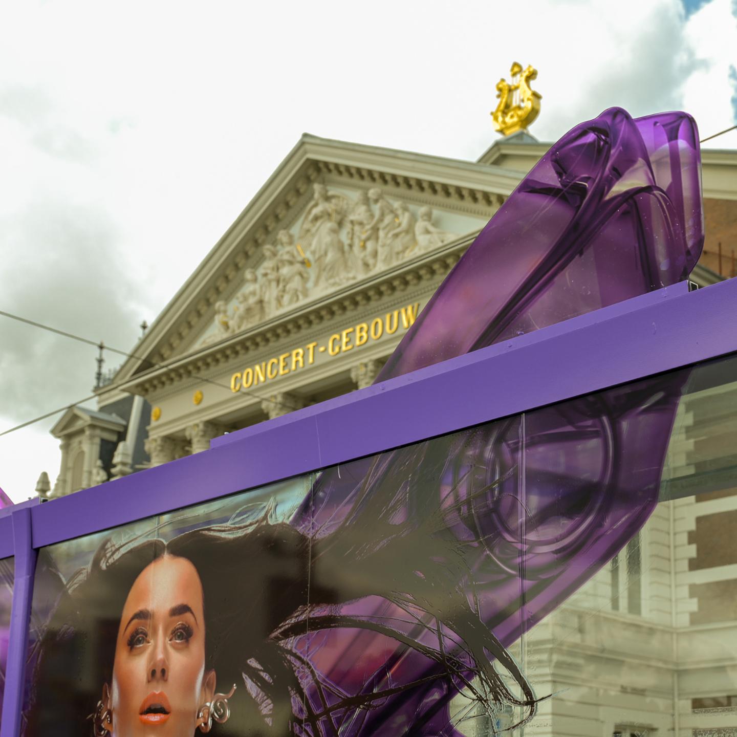 A JCDecaux Bus shelter with Milka Campaign and Katy Perry