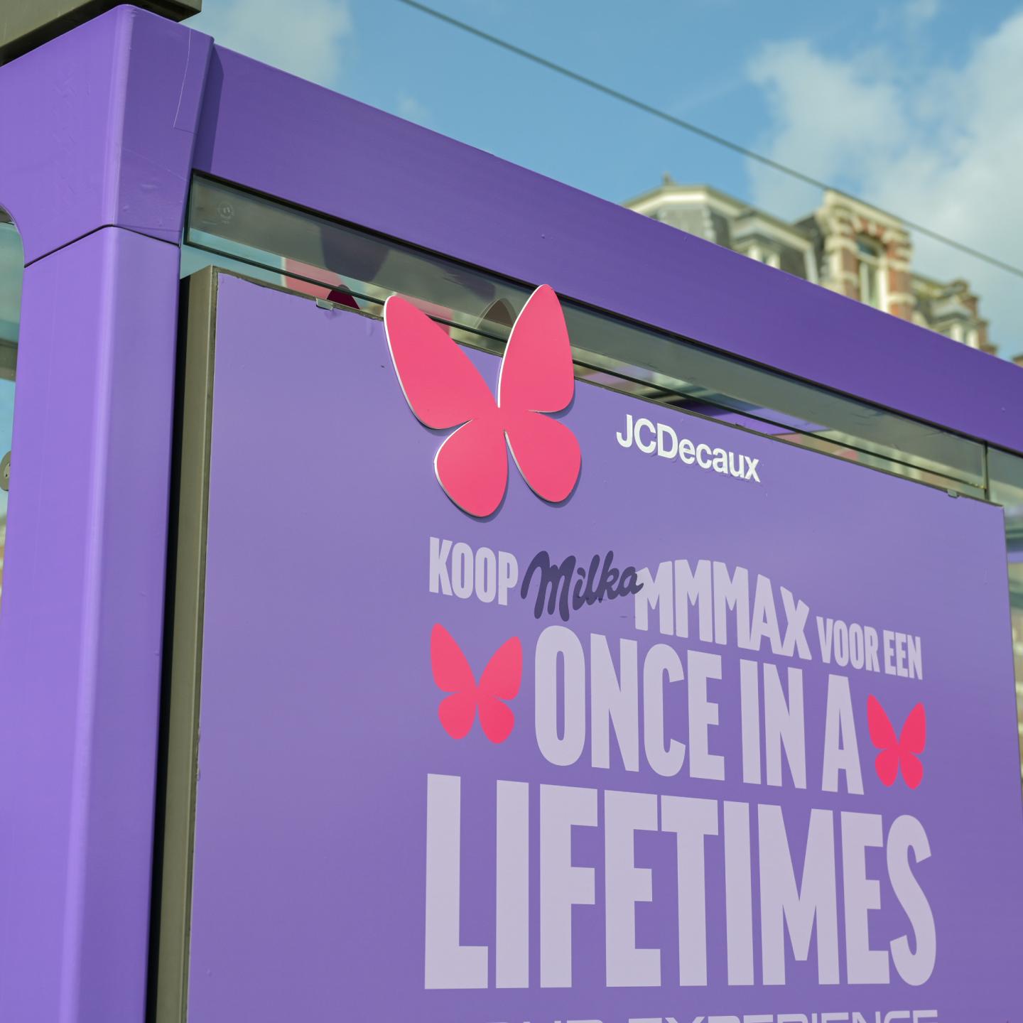JCDecaux's bus shelter in Amsterdam for Milka Campaign