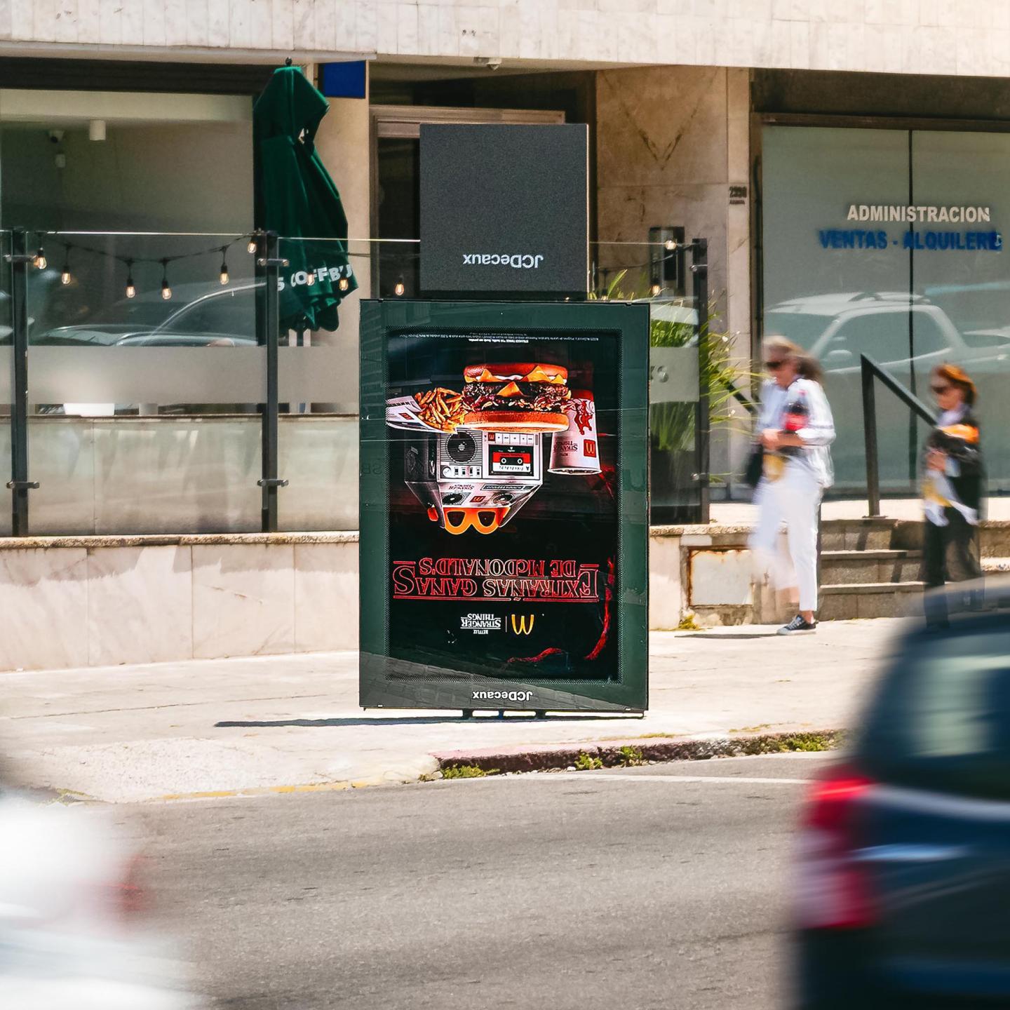 Creative OOH execution with inverted McDonalds visuals by JCDecaux