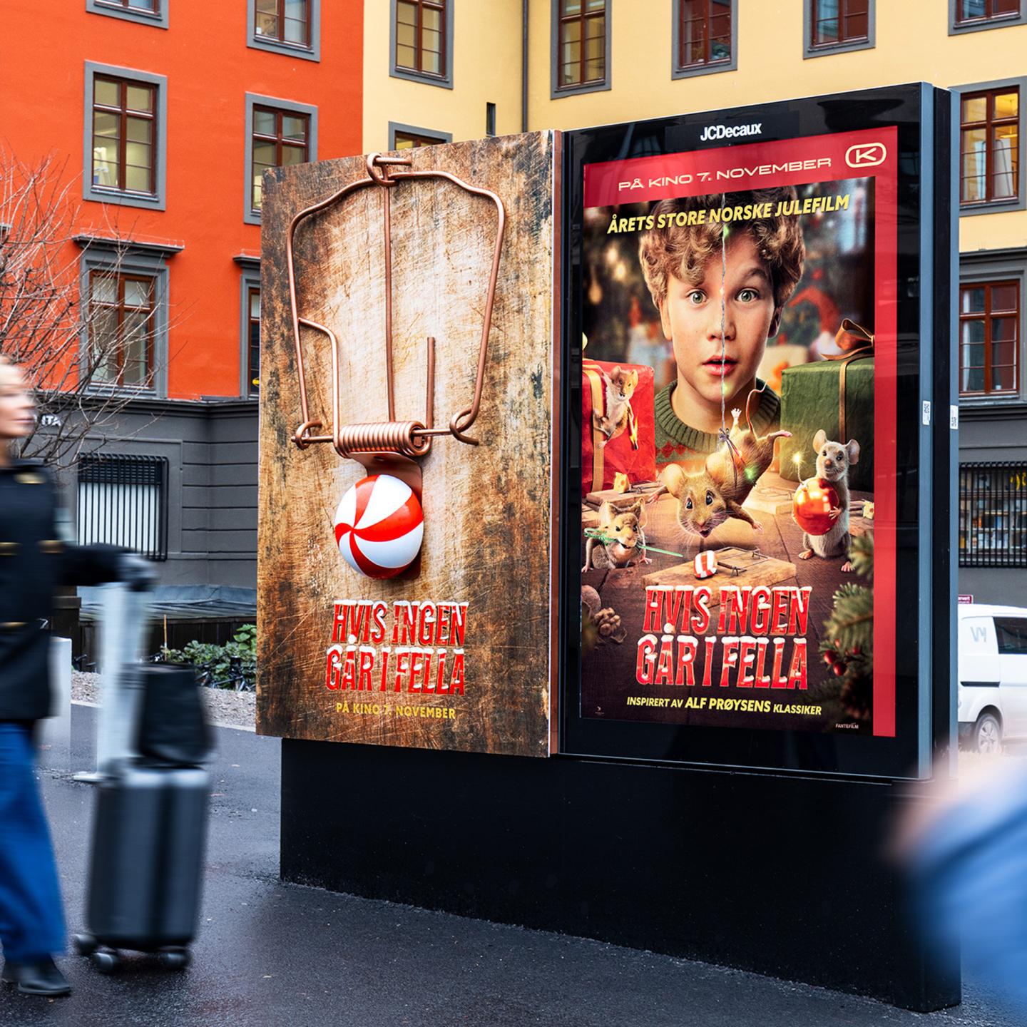 Panic at Christmas Norwegian film Christmas campaign on JCDecaux Norge street furniture