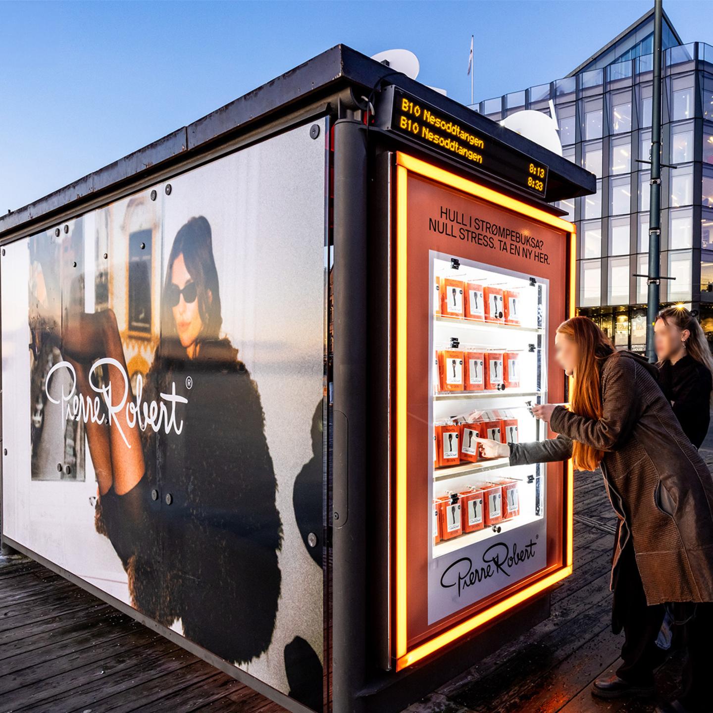 Pierre Robert feminine branding on JCDecaux bus shelter in Oslo
