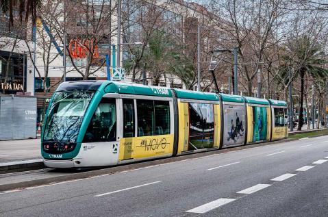 Un tranvía circulado por la ciudad de Barcelona.
