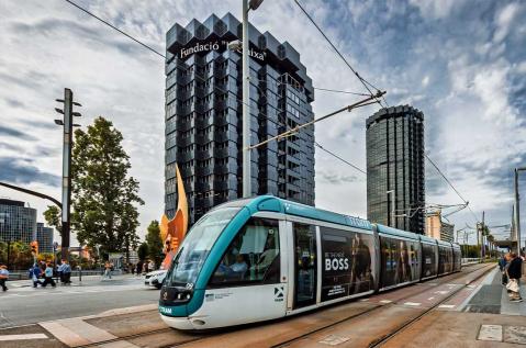 Un tranvía circulado por la ciudad de Barcelona.