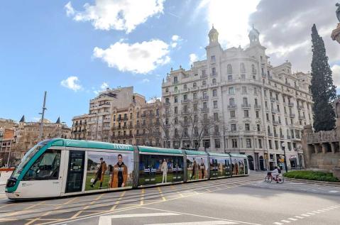 Un tranvía circulado por la ciudad de Barcelona.
