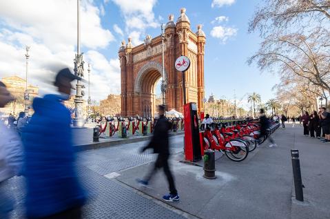 Una estación de Bicing en Barcelona.
