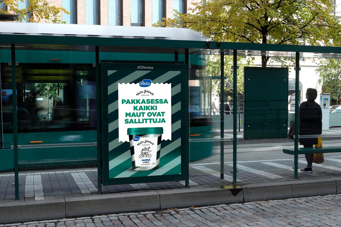 valio jäätelöfabriikki aura laku ulkomainos