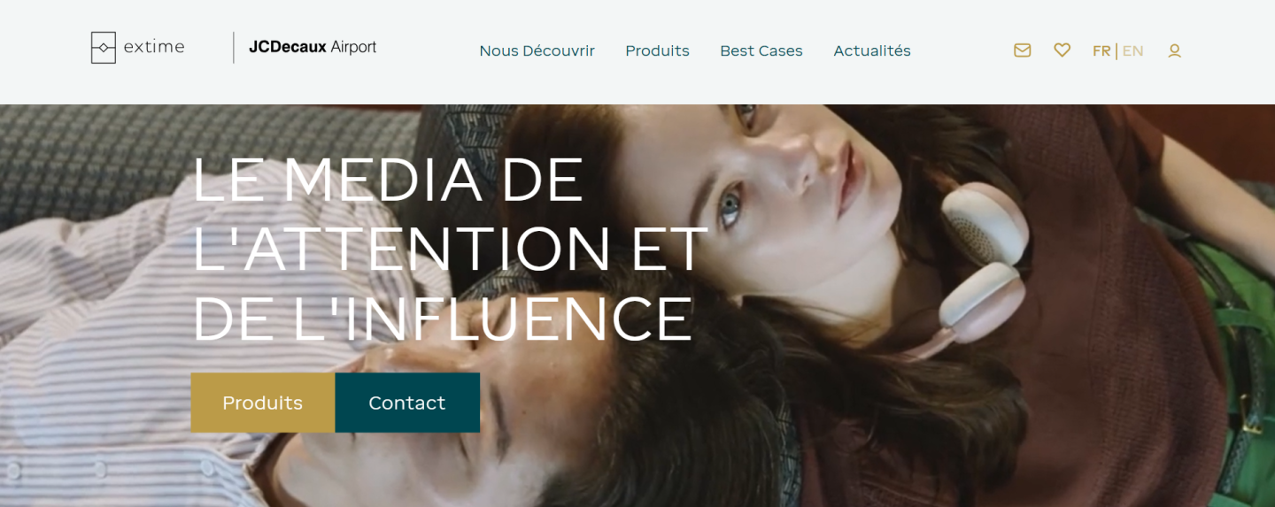 Extime JCDecaux Airport - Site internet - Capture écran