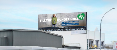 JCDecaux NZ Digital Billboard showing ESG partner KiwiHarvest