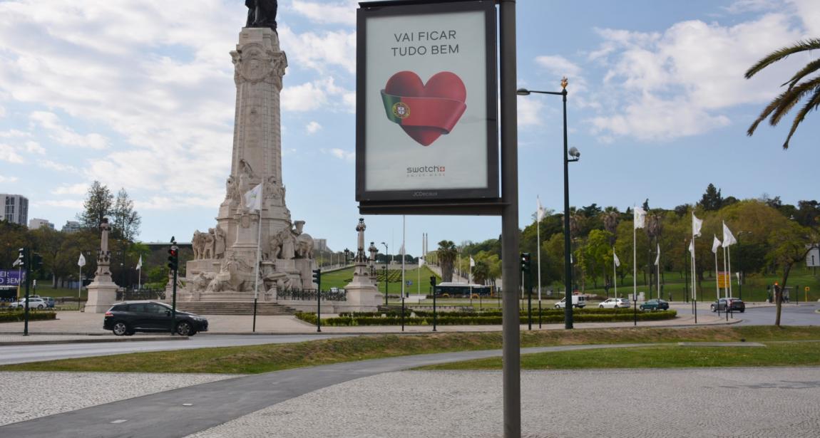 Campanha "Vai ficar tudo bem" no Marquês de Pombal, em Lisboa