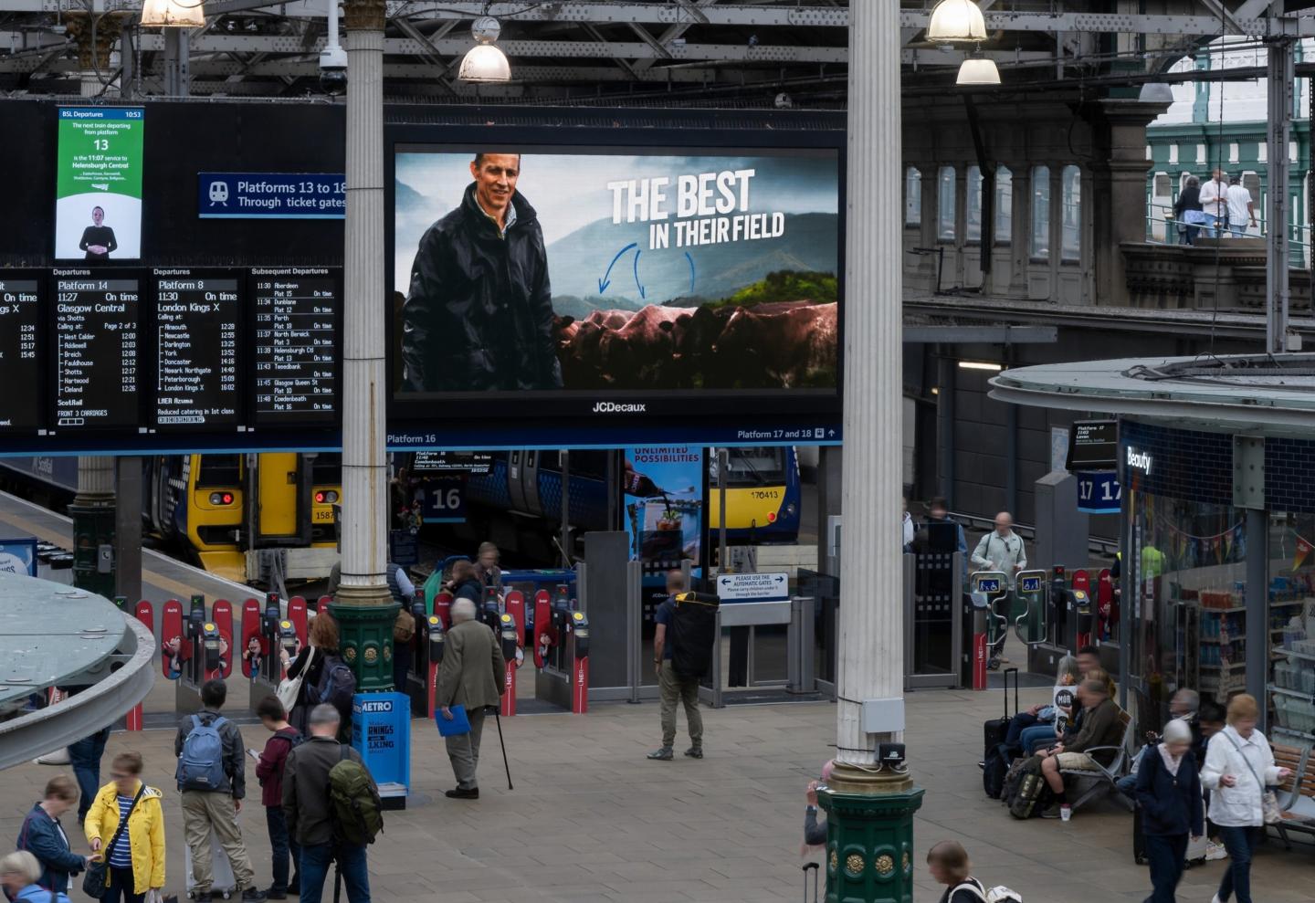 a billboard advertising campaign in Edinburgh Waverley Station