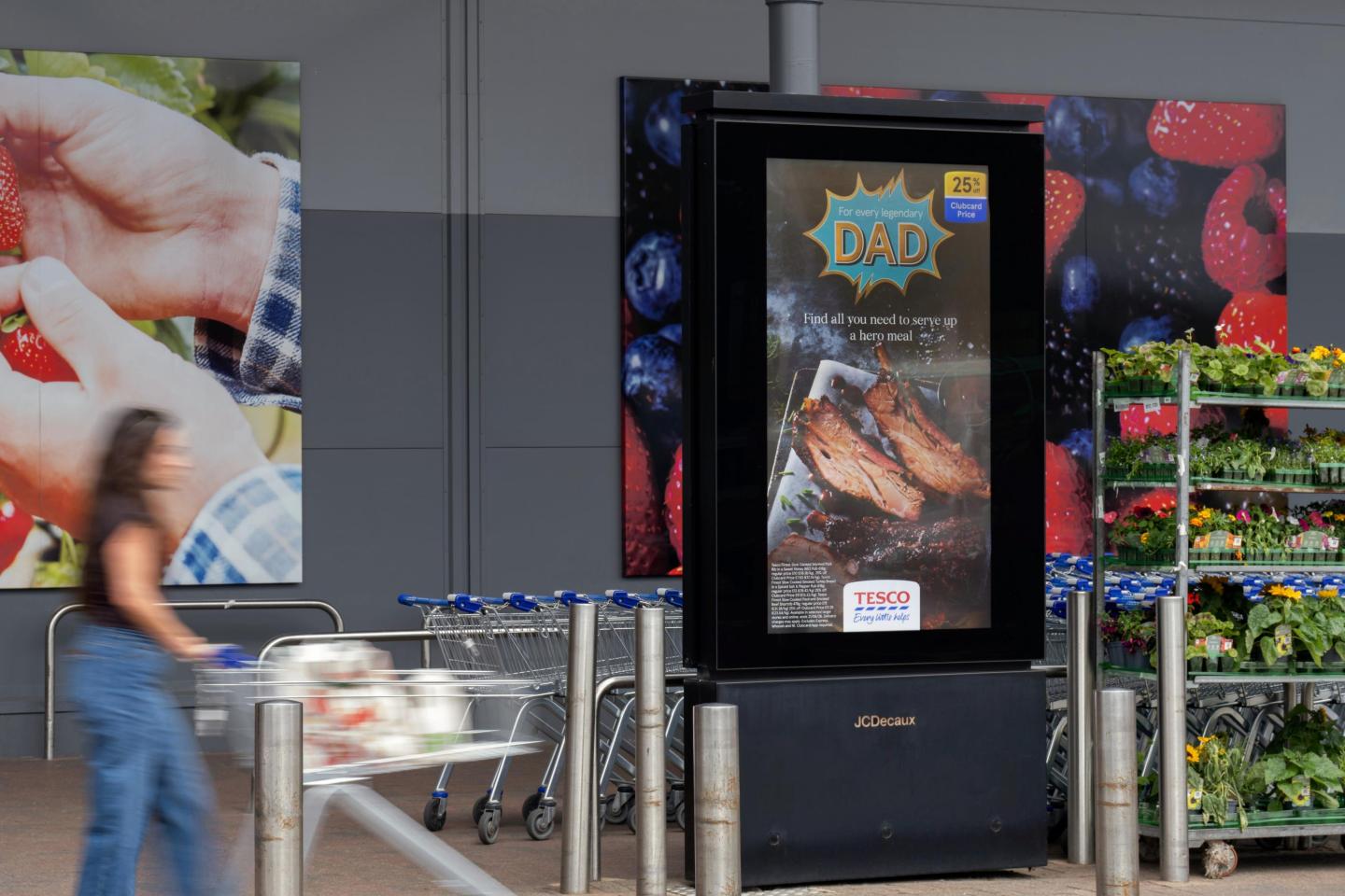 an out-of-home advertising campaign at a Tesco supermarket