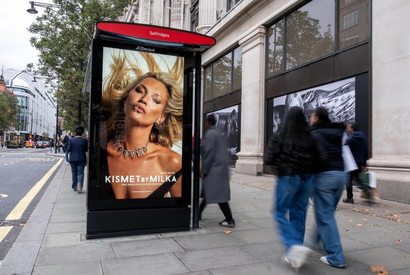bus stop advert with Kates Moss at Selfridges