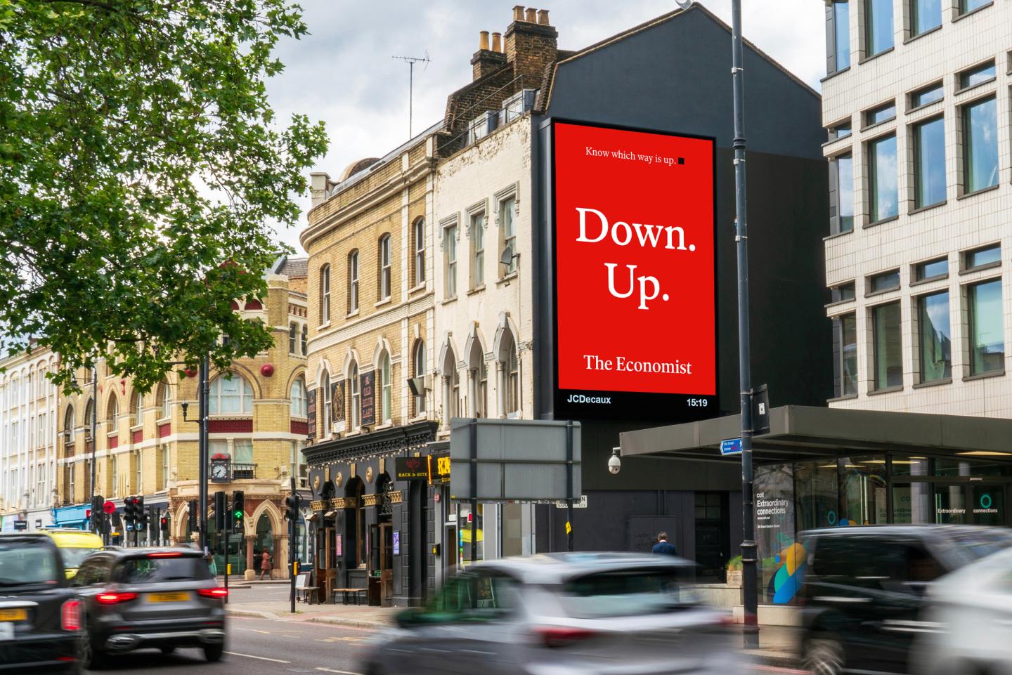 an out-of-home advertising campaign in London for the economist