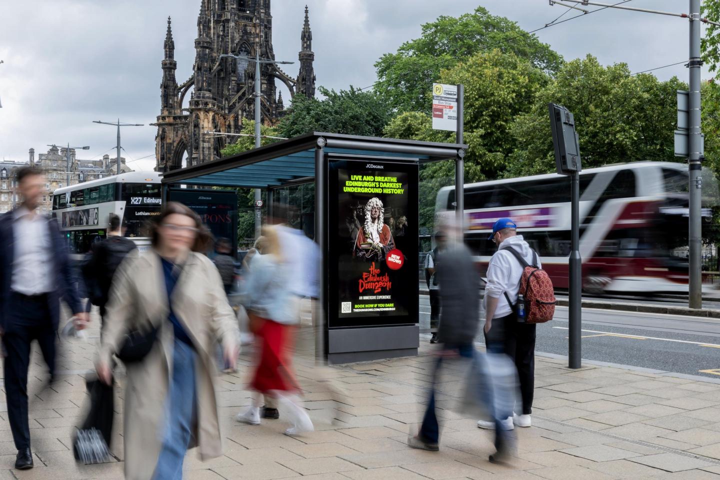 JCDecaux Edinburgh city bus stop advertising digital 6-sheet out-of-home ad