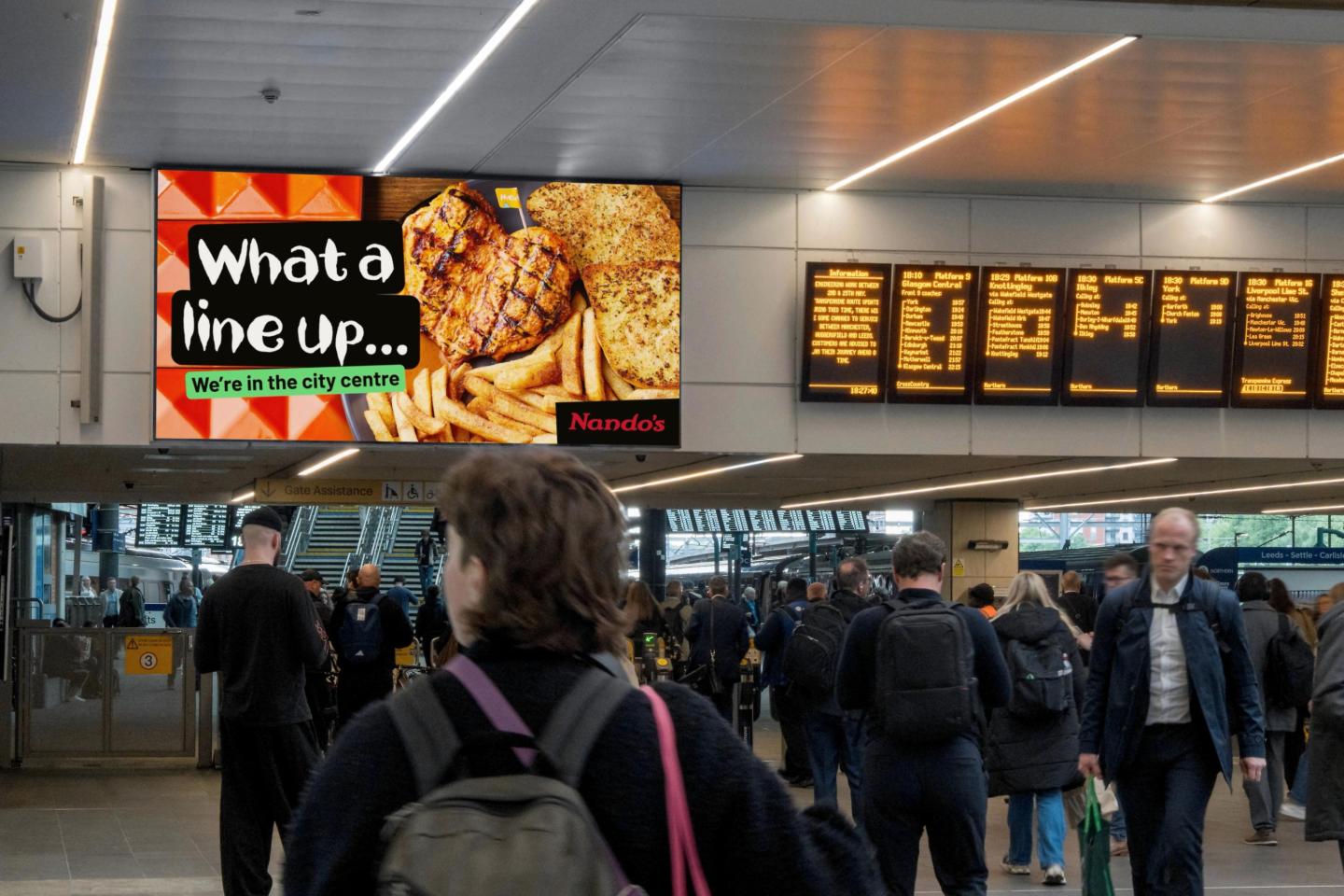 JCDecaux Leeds station transvision nandos billboard