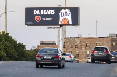 Millers Lite Da Bears Digital Billboard OOH Advertisement JCDecaux Chicago NFL