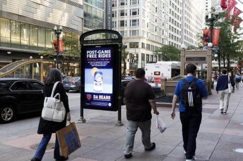 Da Bears Free Ride OOH Advertising Bus stand