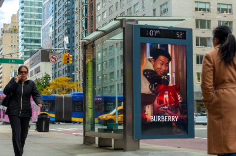 Burberry NYC Digital Bus Shelter JCDecaux OOH Advertising