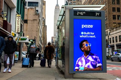 Paze NYC Digital Advertising NYC Bus Shelter OOH JCDecaux