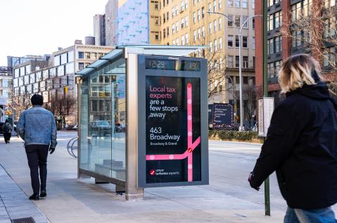 Intuit TurboTax NYC Digital Bus Shelter JCDecaux OOH Advertising