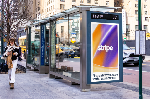 Mastercard Stripe NYC Digital Bus Shelter JCDecaux OOH Advertising