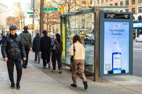 Medik8 NYC Digital Bus Shelter JCDecaux OOH Advertising