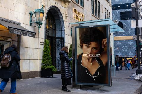 Louis Vuitton Yves Saint Laurent Gucci New York JCDecaux Digital Bus Shelter OOH Advertising Fashion Week  