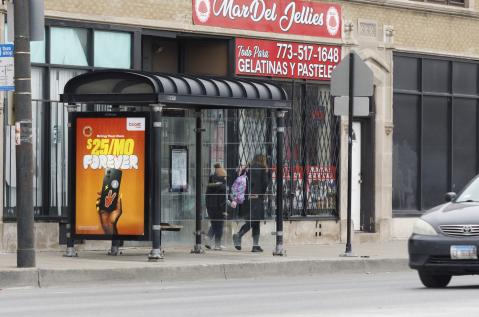 boost mobile jcdecaux ooh advertising chicago static bus shelter