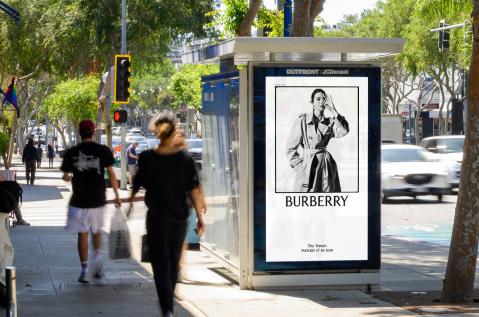 Burberry JCDecaux OOH Advertising Digital Bus Shelter West Hollywood