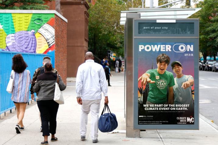 Climate Week NYC Climate Group JCDecaux Bus Shelter Advertising 