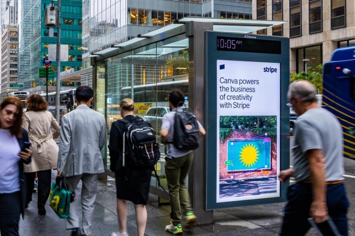 Stripe JCDecaux NYC Digital Bus Shelter Advertising
