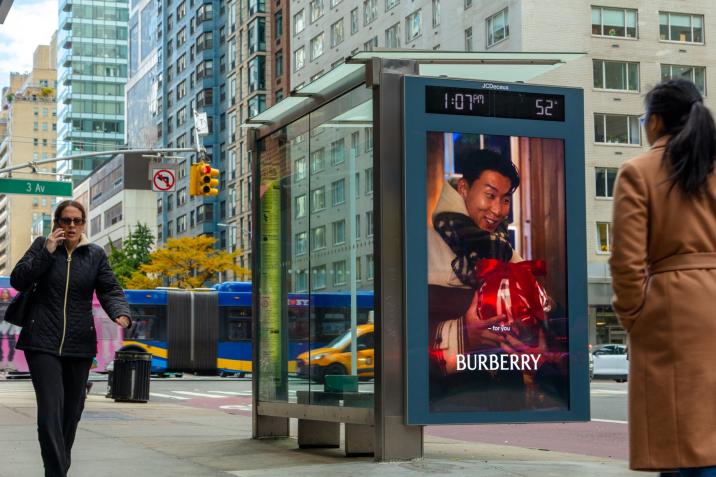 Burberry NYC Digital Bus Shelter JCDecaux OOH Advertising