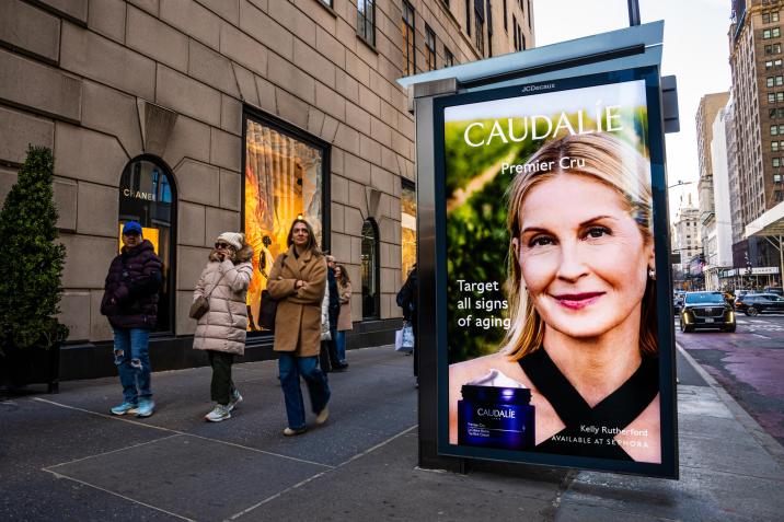 Caudalie NYC Digital Bus Shelter JCDecaux OOH Advertising