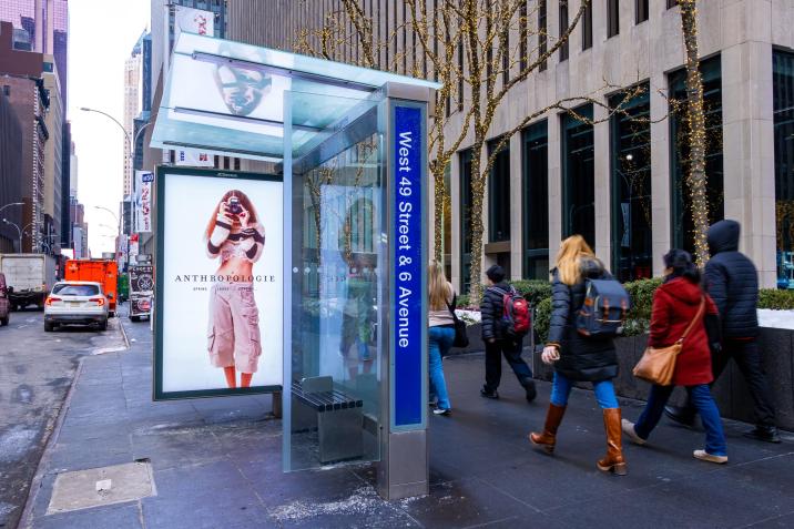 Anthropologie New York JCDecaux Digital Bus Shelter OOH Advertising Fashion Week