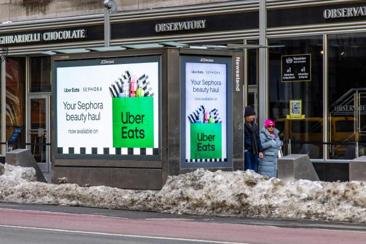Uber Eats JCDecaux OOH Digital Advertising NYC Newsstand