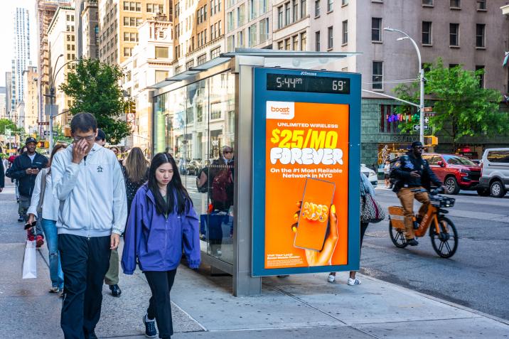 boost mobile jcdecaux ooh advertising nyc bus shelter