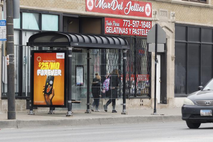 boost mobile jcdecaux ooh advertising chicago static bus shelter