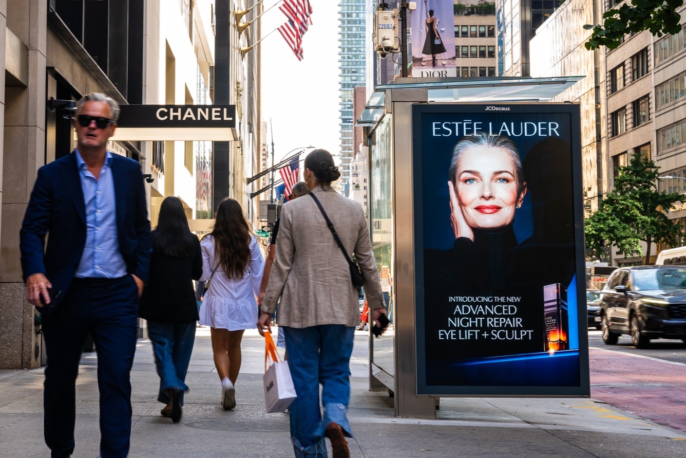 Estee Lauder Street Furniture Bus Shelter Advertisement NYC JCDecaux