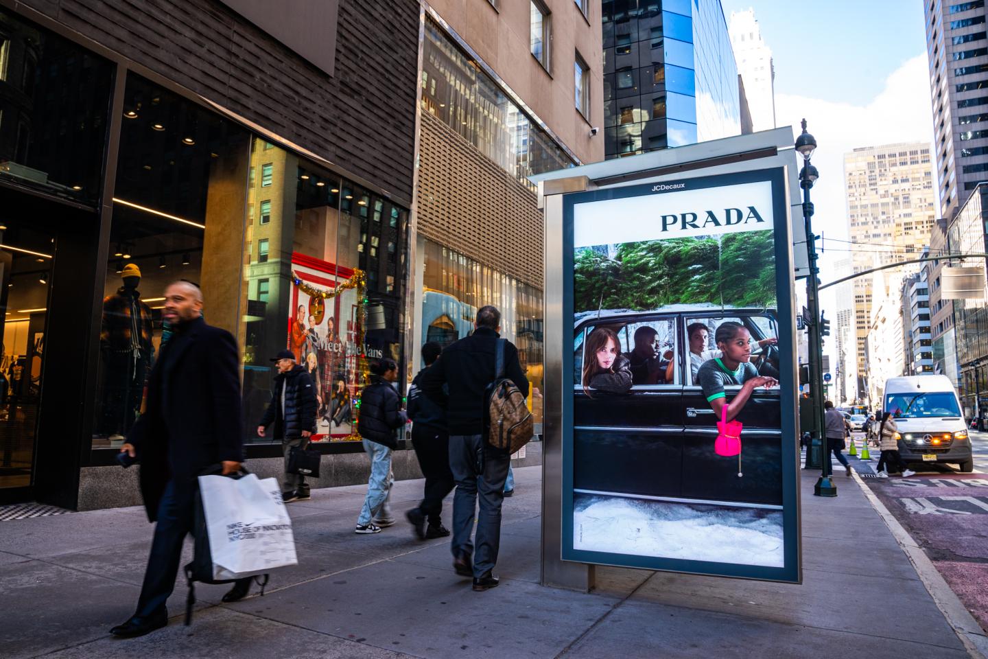 Prada Street Furniture Bus Shelter Advertisement NYC JCDecaux OOH