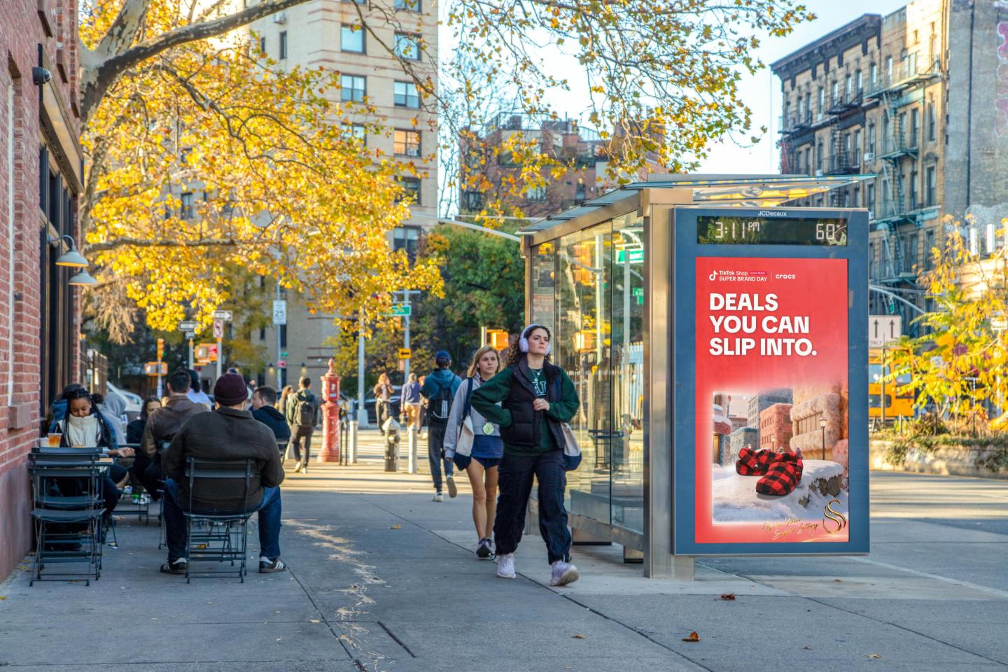 TikTok Shop NYC Digital Bus Shelter JCDecaux OOH Advertising