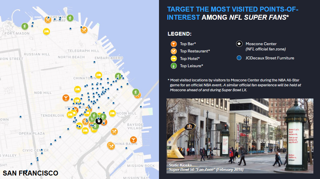 JCDecaux Super Bowl San Francisco Map