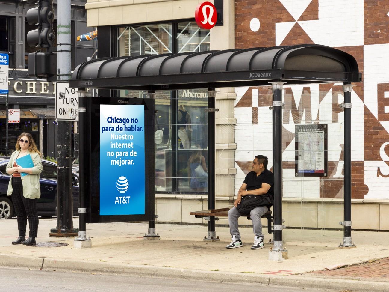 AT&T Chicago Digital Bus Shelter JCDecaux OOH Advertising