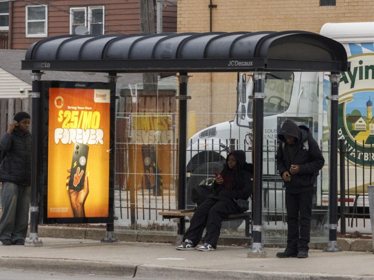 Boost Mobile Chicago Static Bus Shelter JCDecaux OOH Advertising