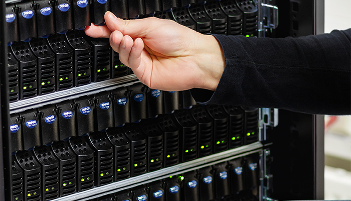 technician working with servers