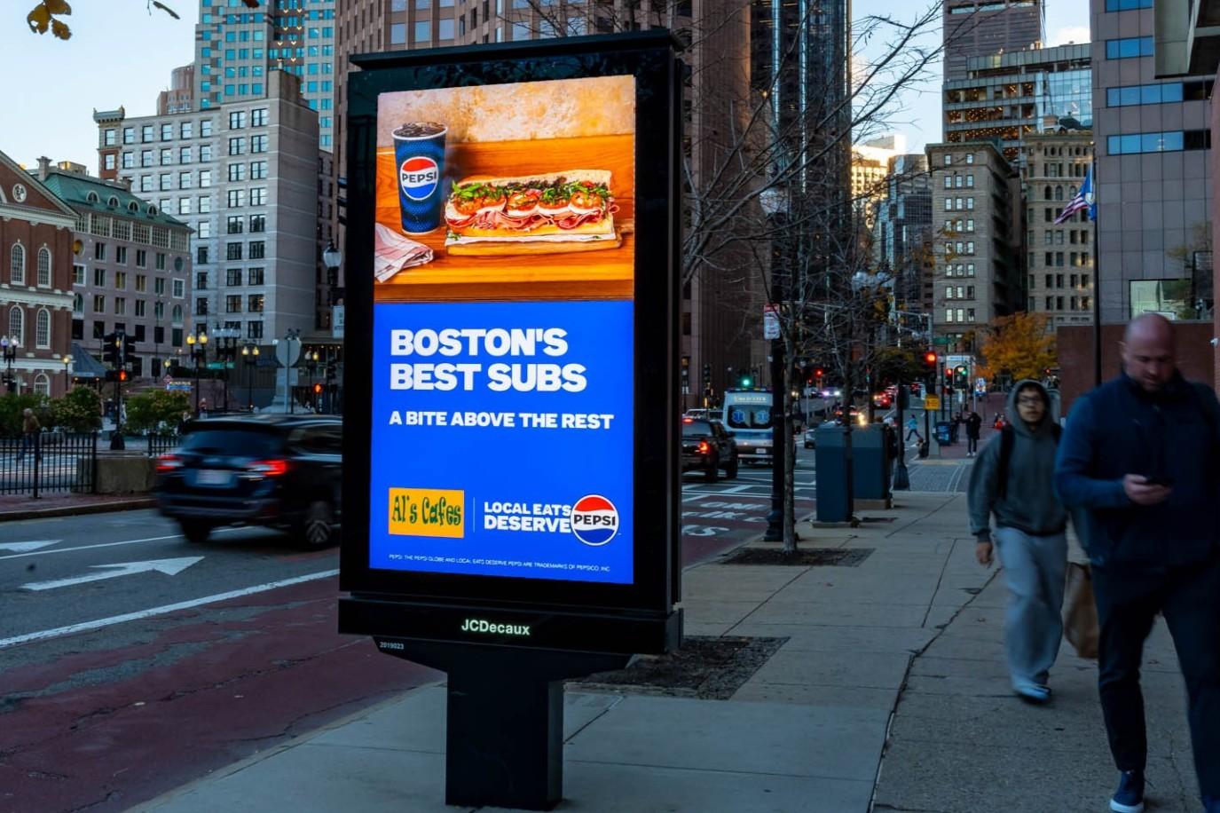Boston OOH JCDecaux Pepsi Co-op Branding Advertising